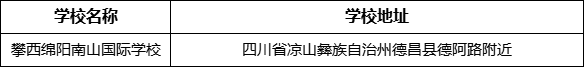 涼山州攀西綿陽南山國際學(xué)校地址在哪里？