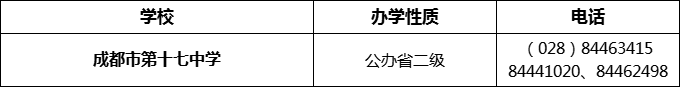 2024年成都市第十七中學(xué)招辦電話是多少？