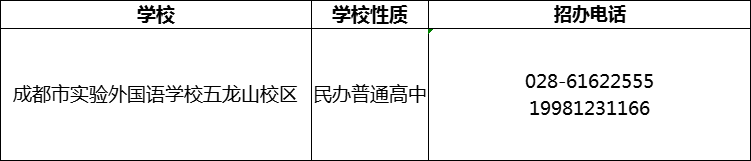 2024年成都市實(shí)驗(yàn)外國(guó)語(yǔ)學(xué)校五龍山校區(qū)招辦電話是多少？