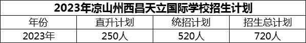 2024年涼山州西昌天立國際學(xué)校招生計劃是多少？