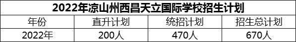 2024年涼山州西昌天立國際學(xué)校招生計劃是多少？