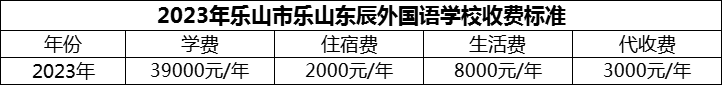 2024年樂山市樂山東辰外國語學(xué)校學(xué)費多少錢？