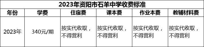 2024年資陽市石羊中學(xué)學(xué)費(fèi)多少錢？