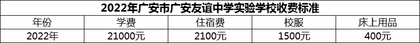 2024年廣安市廣安友誼中學(xué)實驗學(xué)校學(xué)費多少錢？