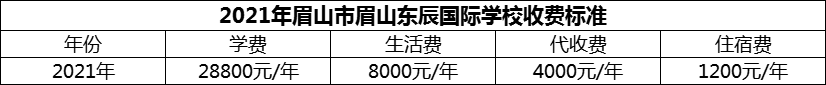 2024年眉山市眉山東辰國際學(xué)校學(xué)費(fèi)多少錢？