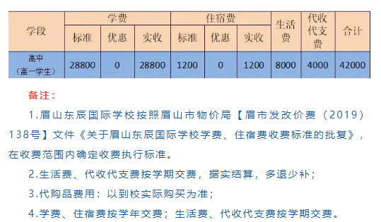 2025年眉山市眉山東辰國際學(xué)校學(xué)費多少錢？