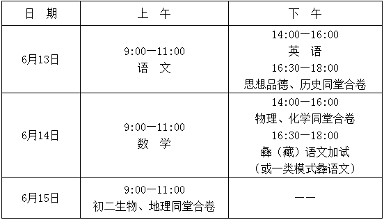 2020年涼山州中考時(shí)間是多久，會(huì)改變嗎？