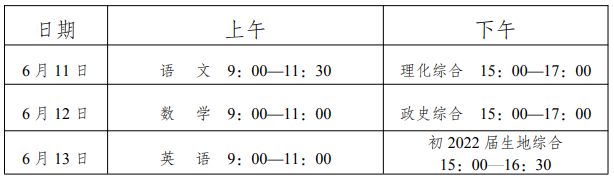 2022年內(nèi)江中考時間安排是怎么樣的？