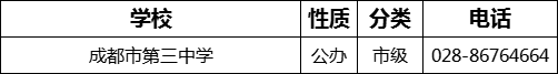 成都市第三中學2022年招生電話是多少？